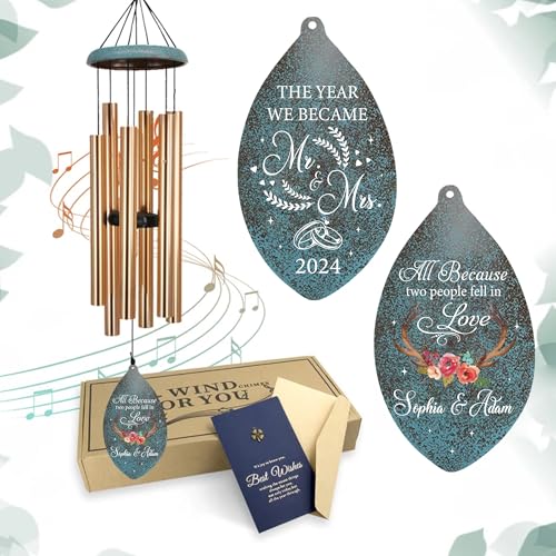 Image of ASTARIN Wedding Gifts Wind Chime, Personalized Names & Date Wind Chimes Gifts for Couple 2026, Wedding Gift for Newlywed Bride Groom Husband Wife, Valentine's Day Anniversary