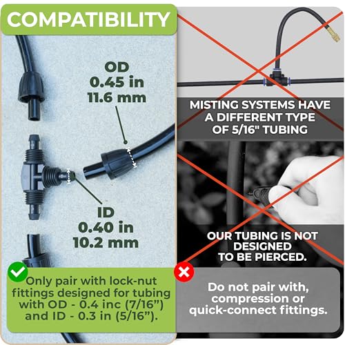 CARPATHEN 100ft Drip Irrigation Tubing - Mainline - (5/16" ID - 7/16" OD) Black PVC Water Line