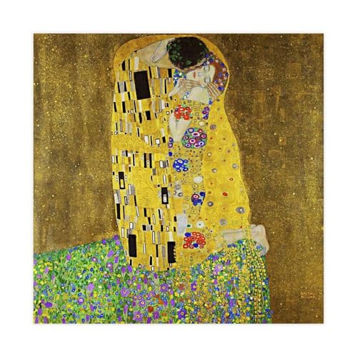 Gustav Klimt Le Baiser impression sur toile 71x71 cm pour décoration murale