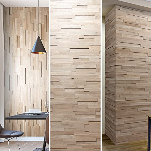 Revêtement mural en bois - Aspect 3D - Chêne naturel - Panneaux muraux - Modèle EGO (1 m²) Cover