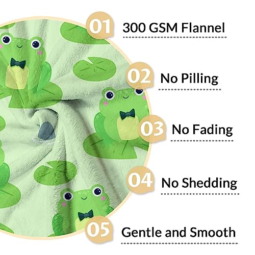 Frog Blanket Gifts - 40x50 Inches Cute Throw for Girls & Boys - Green Soft Fuzzy Blankets for Bed, Couch & Living Room