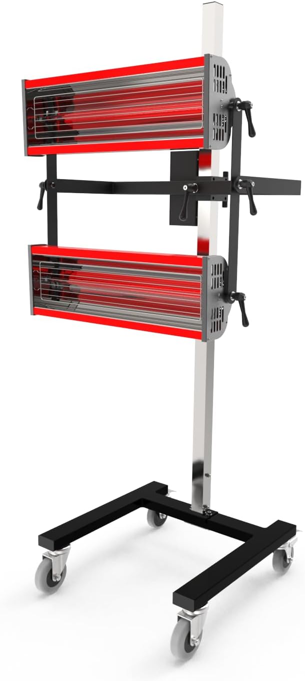 Infrared Paint Curing Lamp - 2100W 110V Short Wave Infrared Heating Light Equipped with Four Caster Wheels - with Timer and Height Adjustable - for Car Paint Booth