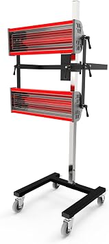 Infrared Paint Curing Lamp - 2100W 110V Short Wave Infrared Heating Light Equipped with Four Caster Wheels - with Timer and Height Adjustable - for Car Paint Booth