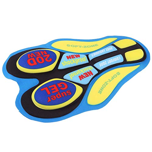 zalati Ciclismo Shorts Pad Secado rápido Tejido Suave y Transpirable Cojín para Pantalones de Ropa Interior para Montar cómodamente - Azul y Amarillo - imagen 4