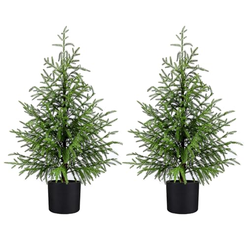 ENVEN Outdoor Artificial Topiary Cedar Tree Real Touch Faux Pine Evergreen Shrub Plant UV Resistant...