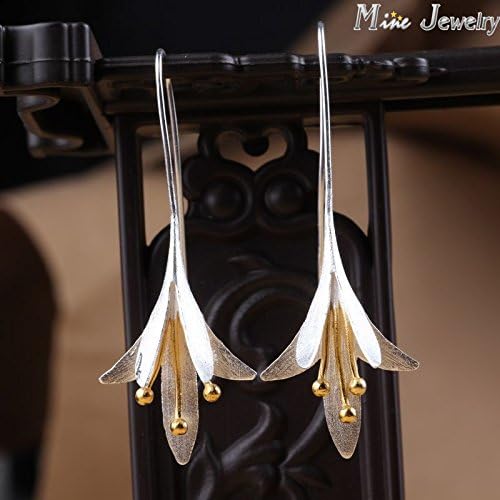 Earrings Long 925 Silver Flower Lily of the Valley Dangle Drop Hook Earrings, #1, 4.5cm - Image 4