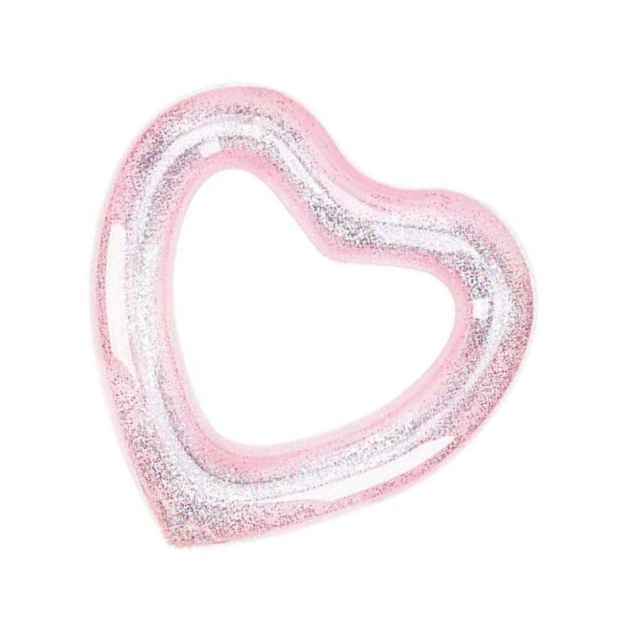 Kisangel Beach Pool Float Heart Design Inflatable Swim Ring PVC Sparkling Glitter for Boys and Girls