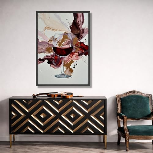 Affiche et impression verre à vin rouge décoration murale moderne pour bar - 4