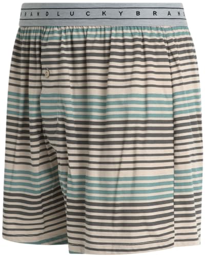 Lucky Brand Boxers for Men – 6 Pack Knitted Mens Underwear with Functional Fly - Classic Mens Boxers (S-XXL), Size Large, Jet Black/Stripe/Charcoal Heather Grey4