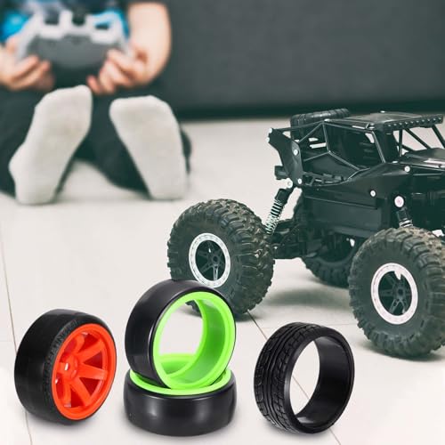 QUARKZMAN 4 szt. Opony do samochodów Driftowych 1/10 RC Felgi 10 szprych z twardymi plastikowymi oponami, zamiennik do driftowych pojazdów drogowych, jasny niebieski