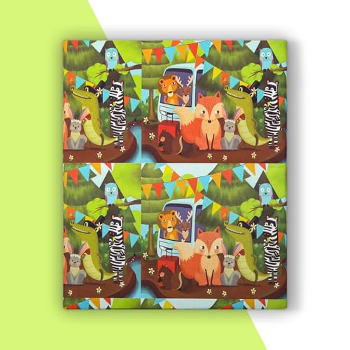 Papier cadeau jungle pour fête prénatale et anniversaire de bébé garçon ou fille