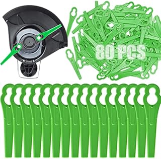 80 Pcs Grass Trimmer Replacement Blades, 83 mm Plastic Garden Mower Blades Cordless Lawn Mower Cutting Blades Lawn Strimmer Accessories Tool for Swift Ryobi VonHaus Bosch Grass Strimmer-Green