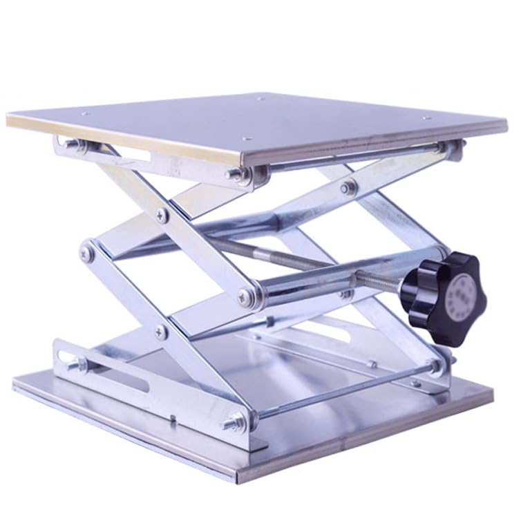 Mesa de elevación manual, plataforma de elevación de tijera de acero inoxidable, mini soporte de gato de laboratorio para coches RC y laboratorio, alta capacidad de carga, 300 mm x 300 mm