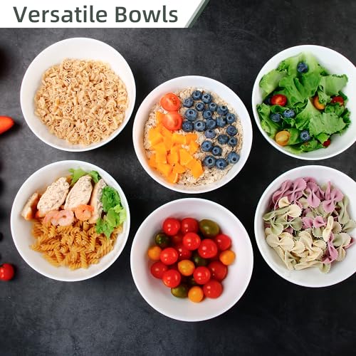 Cyufu Soup Bowls Set Of 6, Tempered Glass White Cereal Bowls thumb #3