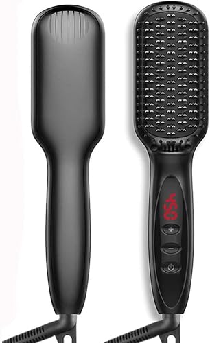 CZDYUF - Alisador de pelo con calefacción LCD, eléctrico, iónico, alisador de pelo, estilo de pelo de cerámica antiestática, peine de barba