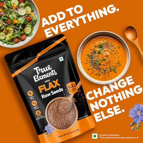 Image of True Elements Flax Seeds Raw 1kg - Alsi Seeds | Rich in Protein | Good for Hair Growth | Edible Superfood for Eating | Source of Iron & Dietary Fibre