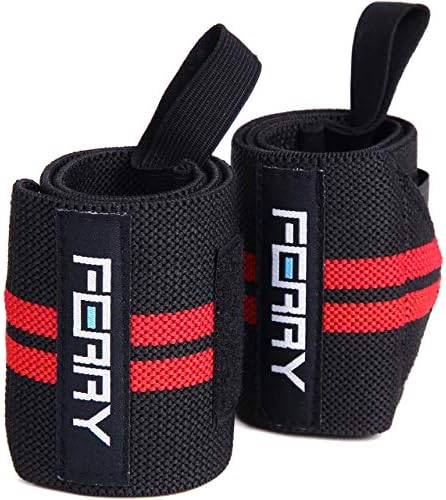 （04:30時点） (フェリー) FERRY リストラップ ウエイトトレーニング 手首固定 （2枚組） ブラック/レッド
