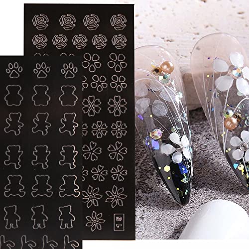 12 Sheets Airbrush Nail Art Stickers Stencil French Butterfly Flower Moon Star Christmas Nail Decals Printing Template Stencil Tool Self-Adhesive Diy Nail Designs Nail Art Decorations #TOP2