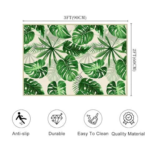 Tapete decorativo de hoja verde 60x90 cm lavable miniatura 2