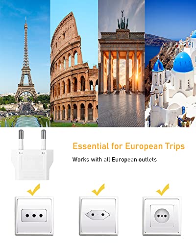 image for Kioosdinfely 4 Pack of US/CA to EU European Plug Adapter-Type C Plug, 