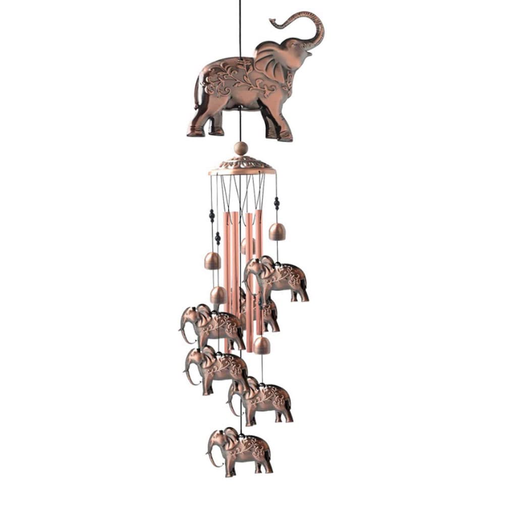 oiujhgCDS Elephant Wind Chime Metal Hanging Animal Bells Memorial