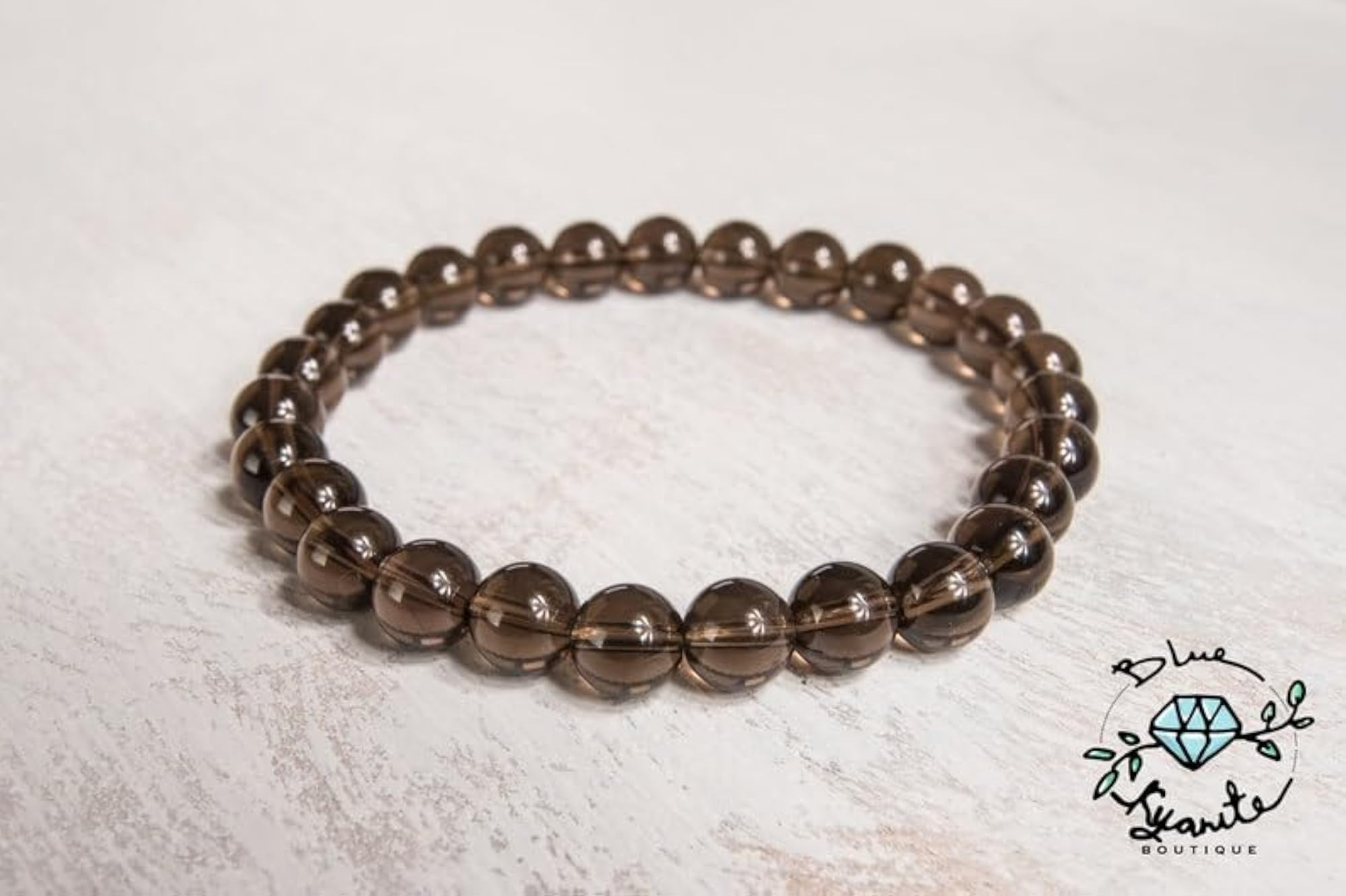 Natural Smoky Quartz 8mm Round Bead Stretchable Bracelet, Unisex