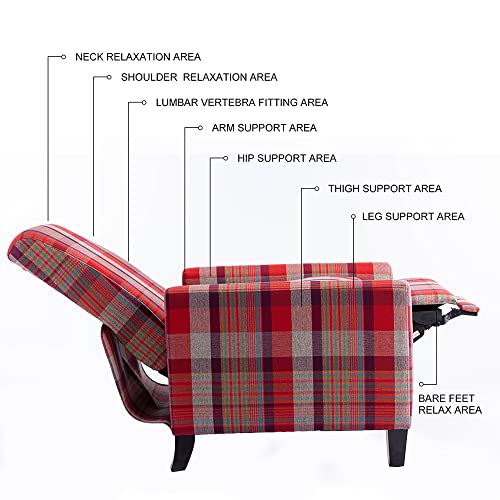 Laverntard Recliner Wingback Chair, Ergonomic Adjustable Reclining Sofa Living Room Chair Armchair 100% Linen With Dual Function Foot System For Home Theater, Office, Den, Bedroom, Guest Room (Red) #TOP5