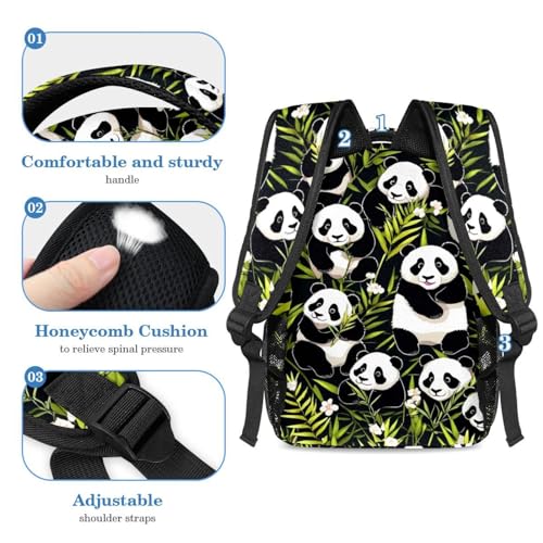Sac à dos panda avec trousse ensemble d'école multicolore pour ado