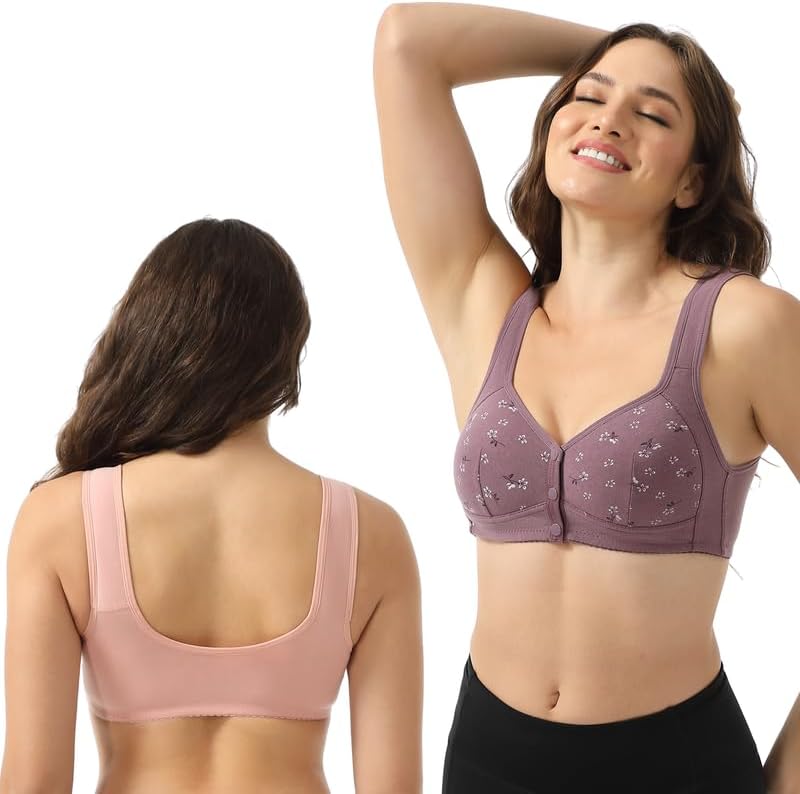 Daisy Bras for Women, Front Snap Closure Padded Bra for Older Senior Women, No Underwire Comfortable Bra - Image 5