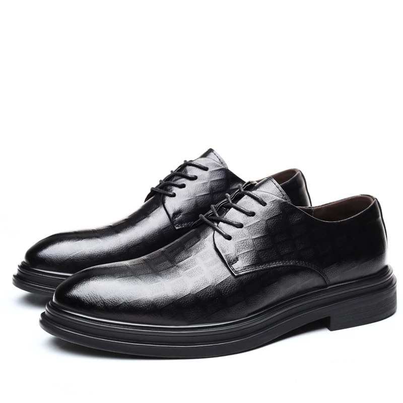 Dress Formal Shoes for Mens Faux Leather Lace-up Wedding Anti-Slip Non Slip Rubber Sole Block Heel Low Top Shoe for Business Office Party Wedding Pointed Toe2