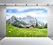 BELECO 7x5ft Fabric Alpine Mountain Cabin Backdrop Alps Green Hills Wooden Hut Grassland Forest Flowers Scenery Background Outdoor Hiking Travel Photo Portraits Video Studio Photo Props