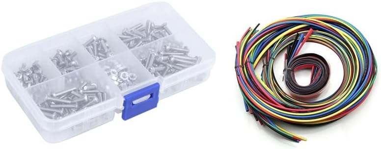 230Pcs M3 Hex Hex Drive Screws Nuts Kit (M3) & 55M/Kit Heat Shrink Tubing 11 Sizes Tube Sleeving Wire Cable - (Color: Black)