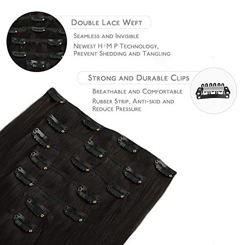 Wennalife Hair Extensions Clip In, 14 Inch 120G 7Pcs Clip In Hair Extensions Real Human Hair Natural Black Clip In Real Hair Coloured Remy Human - 3