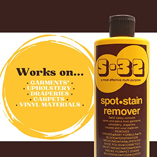 S-32 Liquid Spot And Stain Remover - Multipurpose Cleaner For Laundry, Carpet, Upholstery, And More - Professional Strength Stain Remover - 15 Fl Oz Bottle 2 Pack With Worldwide Nutrition Multi Purpose Key Chain #TOP3