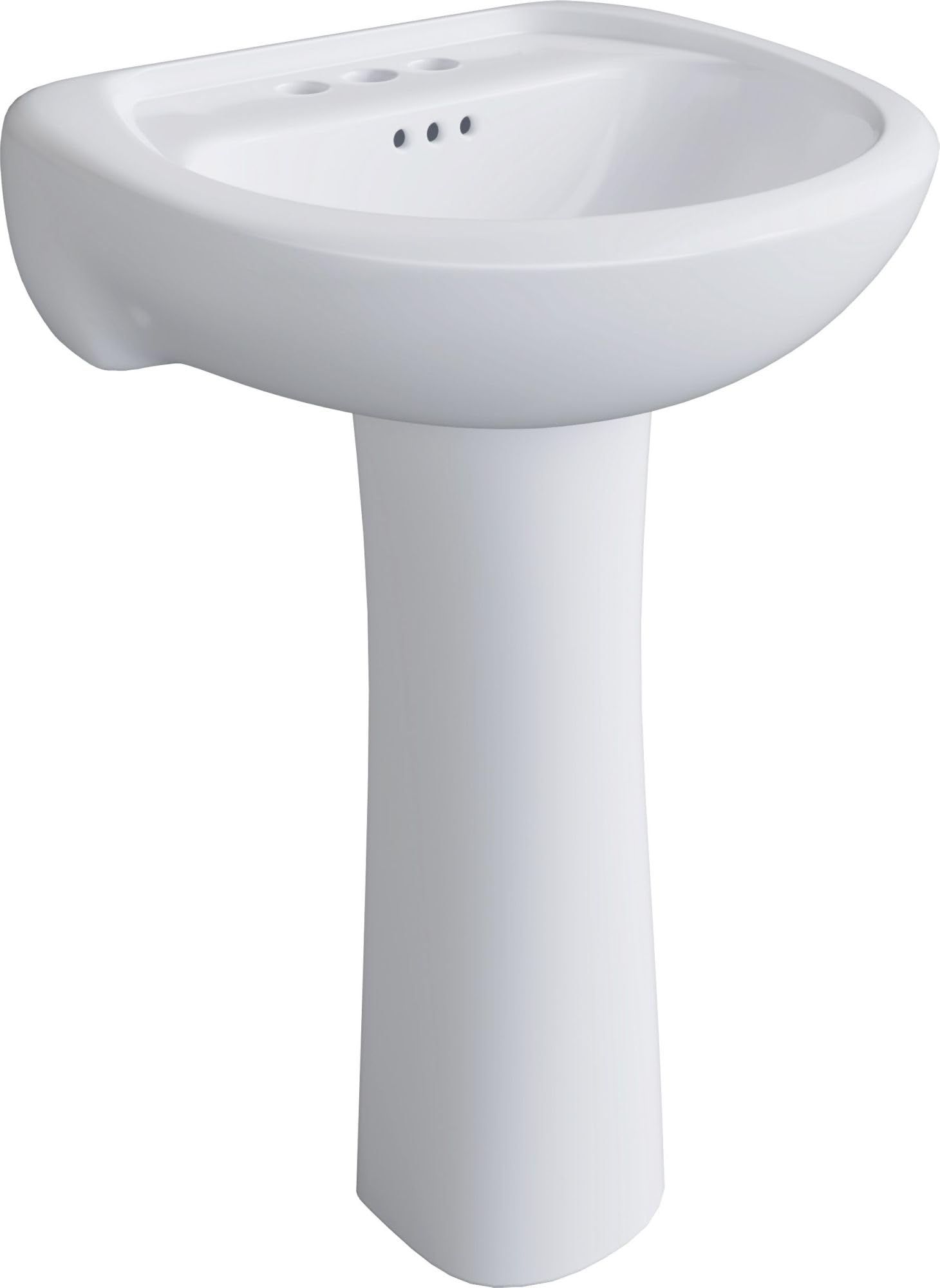 (Only pedestal) PROFLO PF5004 Lisbon Valley 20-1/4" Oval Vitreous China Pedestal Bathroom Sink with Overflow and 3 Faucet Holes at 4" Centers - White - Sink Only