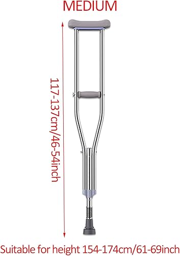 Miniatura 5 de Muletas para axilas para adultos y jóvenes discapacitados, muletas médicas ajustables para caminar, cómodos amortiguadores de resorte (Talla M