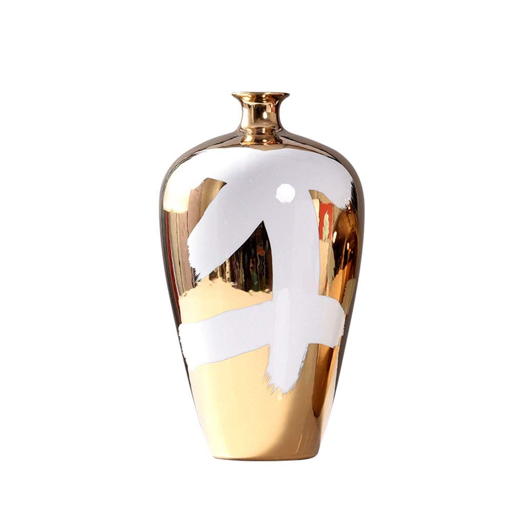 Wazon Ceramiczny Abstrakcyjny Złoto I Biały Wystrój Domu Dekoracje Dekoracji Wazony Showroom Moda Dekoracyjny blat (Rozmiar : Height 41cm)
