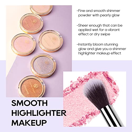 Baked Pink Highlighter Powder Palette, Makeup Highlighter Powder Palette Sheer Shimmering Finish Face Highlighters Makeup Iluminadores de Maquillaje #02 Mermaid Pink - Image 4