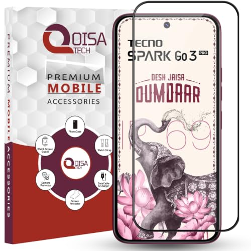 Image of Premium Tempered Glass Screen Protector Guard For Tecno Spark Go 3 Pro 4G (6.78 Inch, Pack of 1) | Edge to Edge Coverage With Easy to installation kit