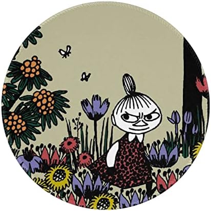 Huangmu ムーミン Moomin マウスパッド ゲーミング おしゃれ 可愛い キャラクター 柔らか 滑り止めゴム底 ゲーミングまうすパッド かわいい マウスパット 撥水 マウス パッド 小さめ 丸型 20cm Black-11