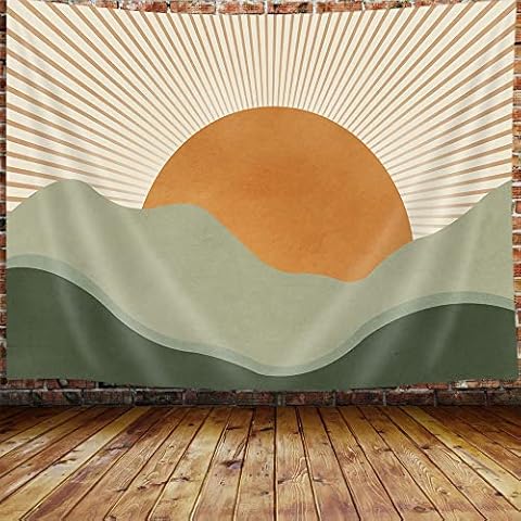 Boho Sage Green Mountain Tapestry Wall Hanging Cover