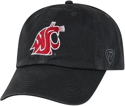 Collegiate Charcoal Team Logo Adjustable Hats (US, Alpha, One Size, Washington State)