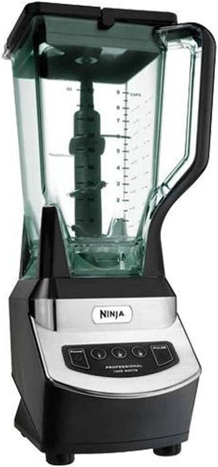 Close-up of Ninja Professional Blender NJ600 control panel with power, speed, and pulse buttons