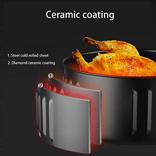 Gesunde Fritteuse Herd Smart Touch LCD-Luftfritteuse Pizza Ölfreie Luftfritteuse Multifunktions-Smart-Fritteuse Stromausfallschutz für Pommes Frites (Farbe: Schwarz) – Bild 5