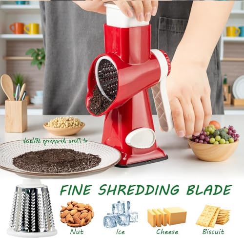 Cheese Grater with Handle, Multifunctional Manual Rotary Cheese Grater - image 3