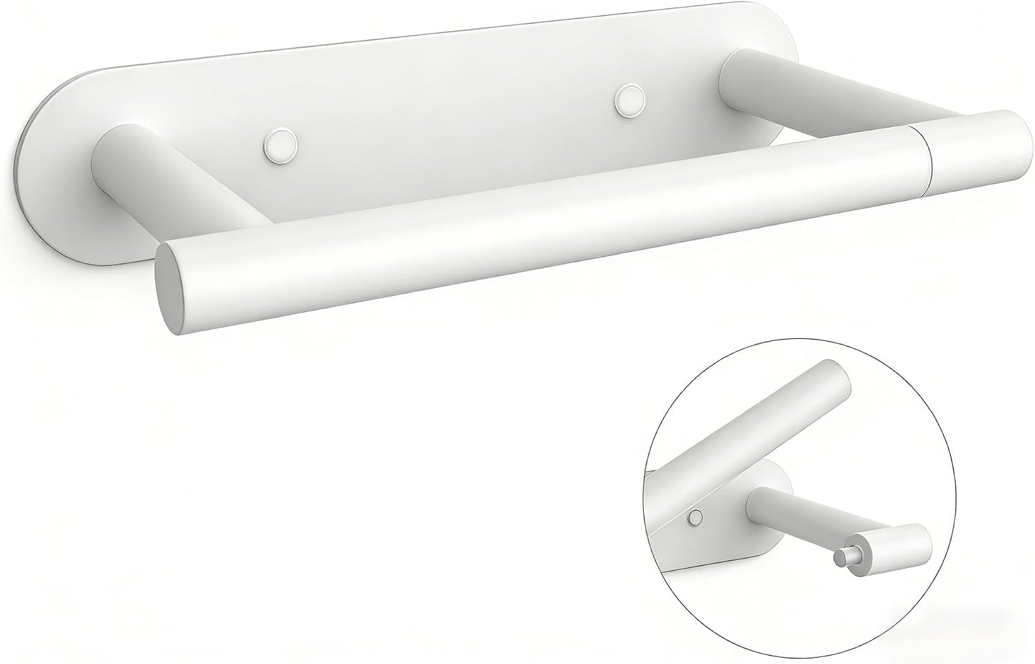 304 Stainless Steel Toilet Paper Holder Wall Mounted Double Post Swivel Tissue Holder No Drilling Bathroom Paper Towel Dispenser Anti-Vibration for RV Commercial Bathroom White
