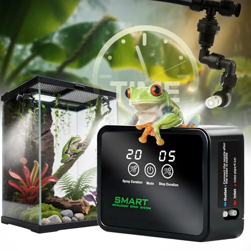 GTSEEMUU Reptile Humidifiers Smart Misting System, Reptile Mister Automatic with Timer, 360° Adjustable Metal Misting Nozzles, Spray Kit for Rainforest Plants Amphibian