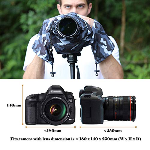 JJC Kamera Regenschutzhülle Wasserdichter Regenschutzhaube Schutz für Canon Nikon Fujifilm Sony Olympus DSLR-Kameras Nylon Rain Cover - Tarnung – Bild 5