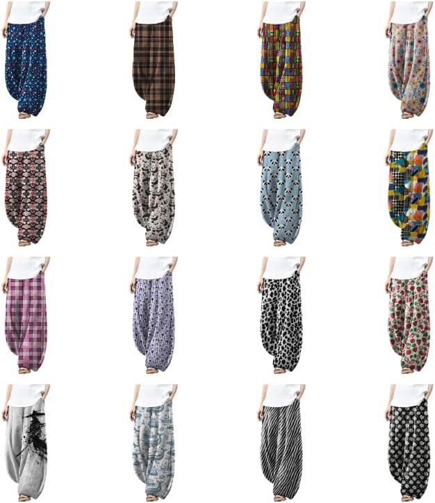 Plus Size Loose Pants for Women Floral Printed Cute Pattern Ethnic Baggy Beach Wide Leg Trouser - Image 3