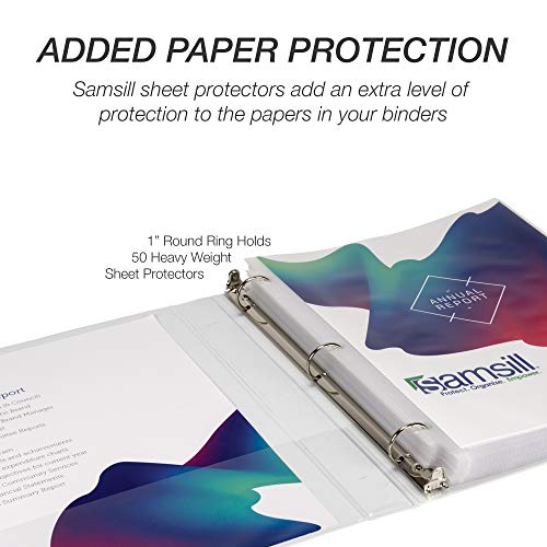 Samsill Durable 3 Ring Binder, Made In The Usa, 1-Inch Round Ring Binder, Holds 200 Sheets, Customizable Clear View Cover, White, 4 Pack ‎(‎Mp48437) #TOP6